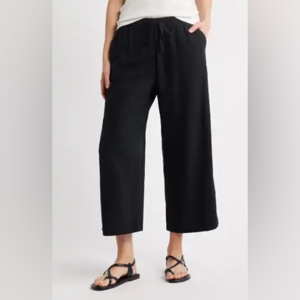 DKNY DRAWSTRING CROP LINED PANTS